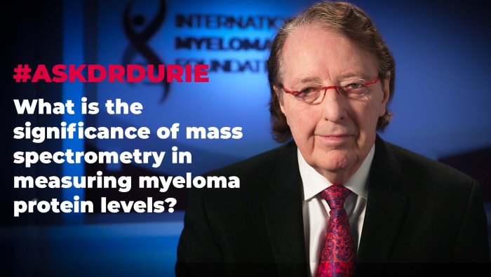 What is the significance of mass spectrometry in measuring myeloma protein levels? 
