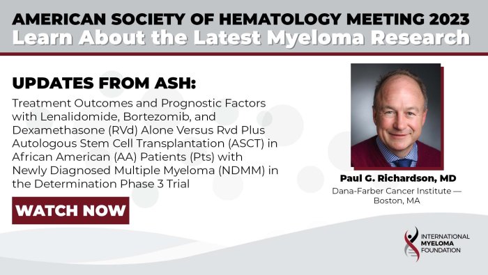Treatment Outcomes and Prognostic Factors with Lenalidomide, Bortezomib, and Dexamethasone (RVd) Alone Versus Rvd Plus Autologous Stem Cell Transplantation (ASCT) in African American (AA) Patients (Pts) with Newly Diagnosed Multiple Myeloma (NDMM) in the Determination Phase 3 Trial