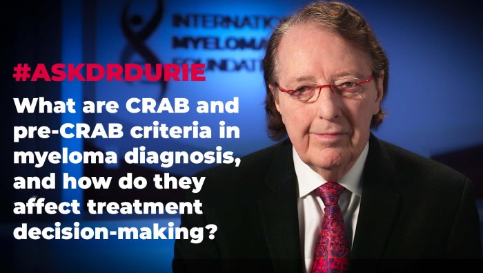 What are CRAB and pre-CRAB criteria in myeloma diagnosis, and how do they affect treatment decision-making?
