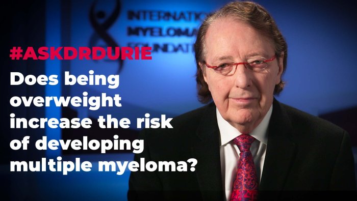 Does being overweight increase the risk of developing multiple myeloma? 