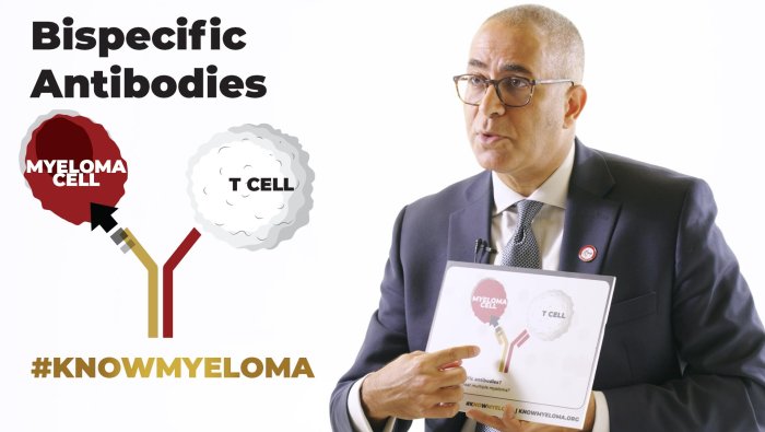 What are bispecific antibodies and how are they used in multiple myeloma?