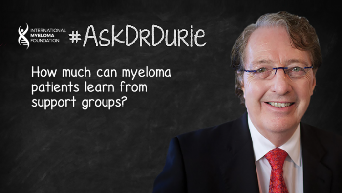 multiple myeloma support groups, Overlaid on an image of Dr. Brian Durie