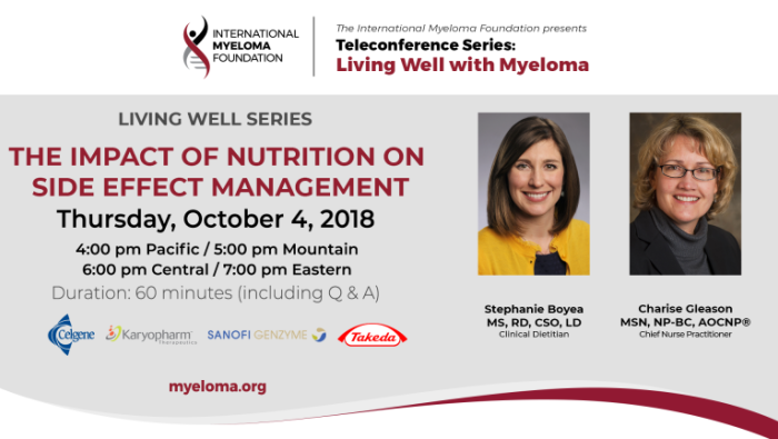 Text: The Impact of Nutrition on Side Effect Management banner