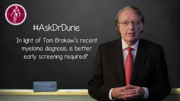 Dr. Durie Discusses Early Screening in front of chalk board
