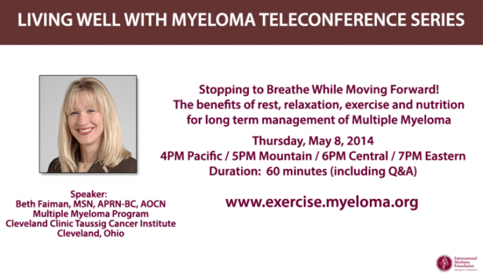 Beth Faiman: Living Well With Myeloma: Stopping to Breathe While Moving Forward